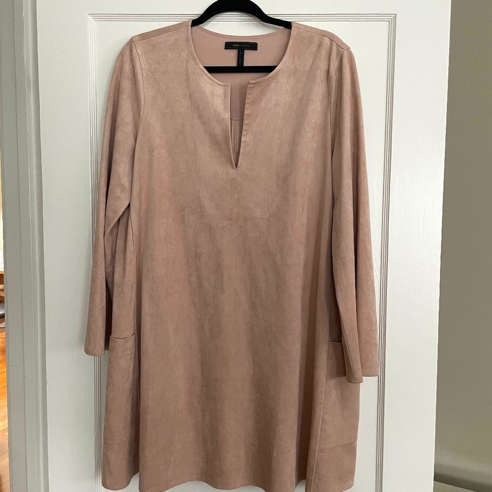 Blush, suede, long sleeve dress